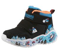 Winterstiefel SKECHERS "PLAY SCENE", Damen, Gr. 21, schwarz (schwarz, multi), Lederimitat, Textil, kontrastfarbene Details, Schuhe Winterstiefel, Klettboots mit Warmfutter, Größenschablone zum Downloa