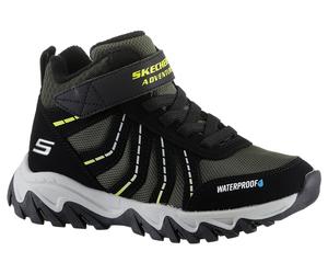 Winterstiefel SKECHERS "RUGGED RANGER-HYDRO SCOUT", Mädchen, Gr. 36, bunt (schwarz, olivgrün), Lederimitat, Textil, Schuhe Winterstiefel, Trekkingschuh, Outdoorschuh, Schnürboots mit Fleece Futter (34