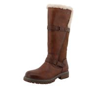 Winterstiefel TOM TAILOR, Damen, Gr. 41, Normalschaft, braun, Lederimitat, Textil, Schuhe Winterstiefel, Blockabsatz, Langschaftstiefel mit Fellimitat und Zierschnallen (15367135-41) braun