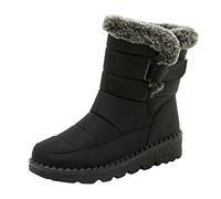 Winterstiefel Wasserdicht Damen Gefüttert Stiefel mit Klettverschluss Boots Schneestiefel Warm rutschfest Elegant