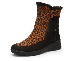 Winterstiefelette ARA "MÜNCHEN", Damen, Gr. 39, leo, schwarz, Lederimitat, Textil, Schuhe Winterstiefelette, Snowboots, Winterstiefel mit Gore-Tex und schuhweite H (sehr weit) (92206365-39) leo, schwa