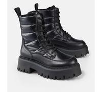 Winterstiefelette BUFFALO "Aspen Laceup Quilt", Damen, Gr. 40, schwarz, Nubuklederimitat, Nylon, Schuhe Winterstiefelette, Winterboots, Stiefelette, Festivalboots mit Warmfutter (68740028-40) schwarz