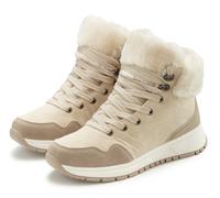 Winterstiefelette LASCANA "High Top Sneaker, Schnürschuh, Boots, Stiefelette", Damen, Gr. 41, beige, Obermaterial: 100% Lederimitat. Decksohle: 100% Textilmaterial. Futter: 100% Textilmaterial. Laufso