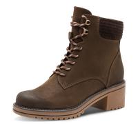 Winterstiefelette MARCO TOZZI, Damen, Gr. 36, dunkelbraun, Nubuklederimitat, Textil, used, Schuhe Winterstiefelette, Blockabsatz, Schnürboots, Winterboots mit Haken im Bergsteigerlook (98513718-36) du
