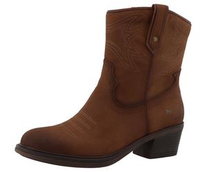 Winterstiefelette MUSTANG SHOES "Bernadette", Damen, Gr. 38, whisky, Lederimitat, used, Schuhe Winterstiefelette, Cowboystiefel, Winterboots mit Reißverschluss (68119952-38) whisky