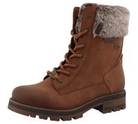 Winterstiefelette MUSTANG SHOES "Darleen", Damen, Gr. 36, braun (cognac), Lederimitat, Textil, used, Schuhe Winterstiefelette, Winterboots mit Fellimitatkragen (64415854-36) cognac