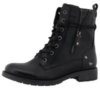 Winterstiefelette MUSTANG SHOES "Elfi", Damen, Gr. 36, schwarz, Lederimitat, Schuhe Winterstiefelette, Winterstiefel mit Reißverschluss und markanter Schnürung, Topseller (98902665-36) schwarz