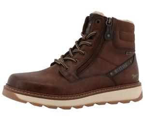 Winterstiefelette MUSTANG SHOES "Elio", Herren, Gr. 41, braun, Lederimitat, Textil, Basic, Schuhe Winterstiefelette, Schnürstiefel, Winterstiefel mit Warmfutter (23408954-41) braun