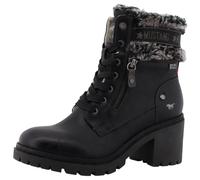 Winterstiefelette MUSTANG SHOES "Leila", Damen, Gr. 39, Warmfutter, schwarz, Lederimitat, Textil, Schuhe Winterstiefelette, Winterstiefel mit Kunstfellkragen und Blockabsatz (99097039-39) schwarz