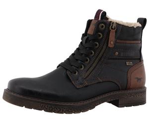 Winterstiefelette MUSTANG SHOES "Midor", Herren, Gr. 41, Warmfutter, schwarz, Lederimitat, Textil, Basic, Schuhe Winterstiefelette, Schnürstiefel, Winterstiefel mit Warmfutter (77340913-41) schwarz