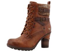 Winterstiefelette MUSTANG SHOES "Palma", Damen, Gr. 41, braun (cognac), Lederimitat, Textil, used, Schuhe Winterstiefelette, Schnürstiefelette, Winterboots mit modischem Absatz (12946365-41) cognac
