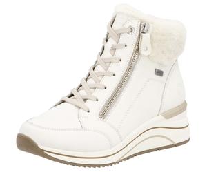 Winterstiefelette REMONTE, Damen, Gr. 42, weiß (sanftes weiß), Leder, Textil, Schuhe Winterstiefelette, Keilabsatz, Schnürboots mit wasserabweisender TEX-Membran (76835514-42) sanftes weiß
