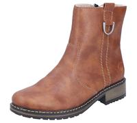 Winterstiefelette RIEKER, Damen, Gr. 36, braun, Lederimitat, used, Schuhe Winterstiefelette, Schlupfboots, Blockabsatz, mit Innenreißverschluss (21863910-36) braun