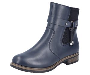 Winterstiefelette RIEKER, Damen, Gr. 36, schwarz (dunkelblau, schwarz), Elastischer Einsatz, Lederimitat, Schuhe Winterstiefelette, Chelseaboots, Winterboots, Blockabsatz, mit Innenreißverschluss (258