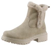Winterstiefelette RIEKER, Damen, Gr. 37, beige (hellbeige), Nubuklederimitat, Schuhe Winterstiefelette, Winterboots, Profilsohle, Blockabsatz, mit Innen-Reißverschluss (20053112-37) hellbeige