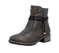 Winterstiefelette RIEKER, Damen, Gr. 37, Warmfutter, braun (dunkelbraun), Lederimitat, Schuhe Winterstiefelette, Reißverschluss-Boots mit Zierkordel und slouchy Schaft, Topseller (45836267-37) dunkelb