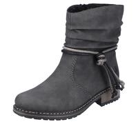 Winterstiefelette RIEKER, Damen, Gr. 39, grau (anthrazit), Lederimitat, Schuhe Winterstiefelette, mit Zierbänder am slouchy Schaft, Topseller (83129542-39) anthrazit