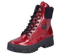 Winterstiefelette RIEKER, Damen, Gr. 39, rot, schwarz, Lacklederimitat, glänzend, Schuhe Winterstiefelette, Plateauboots, Winterboots mit Innenreißverschluss, bequeme Form (72594450-39) rot, schwarz