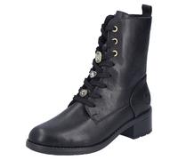 Winterstiefelette RIEKER, Damen, Gr. 39, schwarz, Lederimitat, unifarben, Schuhe Winterstiefelette, Schnürstiefelette, Boots, Blockabsatz, mit Schmuckelementen (82952226-39) schwarz