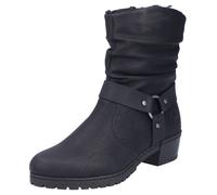 Winterstiefelette RIEKER, Damen, Gr. 39, schwarz, Lederimitat, unifarben, Schuhe Winterstiefelette, Westernstiefelette, Cowboyboots, Blockabsatz, mit Zierriemen, Topseller (19208452-39) schwarz