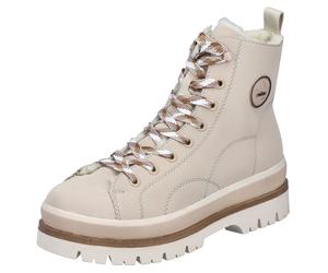 Winterstiefelette RIEKER, Damen, Gr. 40, hellbeige, Lederimitat, Schuhe Winterstiefelette, Plateauboots, Schnürboots, Profilsohle, mit Warmfutter (11112066-40) hellbeige