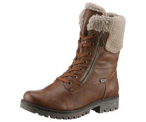 Winterstiefelette RIEKER, Damen, Gr. 41, braun (braun, beige), Lederimitat, Textil, Schuhe Winterstiefelette, Schnürboots, Blockabsatz - 150 Jahre Rieker Jubiläumsartikel (24577368-41) braun, beige