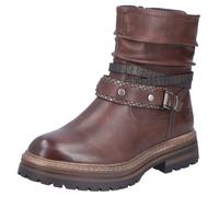 Winterstiefelette RIEKER, Damen, Gr. 41, braun (kastanie), Lederimitat, used, Basic, Schuhe Winterstiefelette, Boots, Blockabsatz, mit Zierriemchen am slouchy Schaft (44194336-41) kastanie