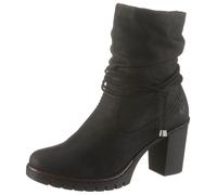 Winterstiefelette RIEKER, Damen, Gr. 41, schwarz, Nubuklederimitat, Schuhe Winterstiefelette, Boots, Trichterabsatz, Warmfutter, mit gerafftem Schaft, Topseller (21764262-41) schwarz