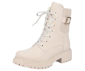 Winterstiefelette RIEKER, Damen, Gr. 42, beige, Lederimitat, Textil, Schuhe Winterstiefelette, Schnürstiefelette, Schnürboots, Profilsohle mit Stretch am Schaft (38566438-42) beige
