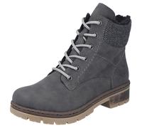 Winterstiefelette RIEKER, Damen, Gr. 42, grau (dunkelgrau), Lederimitat, Textil, Schuhe Winterstiefelette, Schnürboots, Stiefelette, Blockabsatz, mit Innen-Reißverschluss, Topseller (76942168-42) dunk