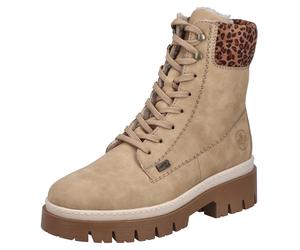 Winterstiefelette RIEKER, Damen, Gr. 42, hellbeige, leo, Lederimitat, Textil, Schuhe Winterstiefelette, Plateauboots, Schnürboots mit wasserabweisender riekerTEX-Membran (23628834-42) hellbeige, leo