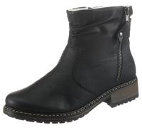 Winterstiefelette RIEKER, Damen, Gr. 42, schwarz, Nubuklederimitat, unifarben, Schuhe Winterstiefelette, Winterboots, Blockabsatz, Profilsohle, mit Zierreißverschluss außen (81209856-42) schwarz