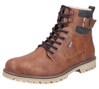 Winterstiefelette RIEKER, Herren, Gr. 41, cognac, dunkelbraun, Lederimitat, Nubuklederimitat, unifarben mit Farbeinsatz, Schuhe Winterstiefelette, Winterboots, Schnürboots mit wasserabweisender rieker