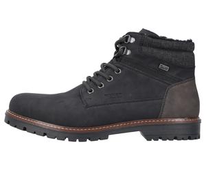 Winterstiefelette RIEKER, Herren, Gr. 42, schwarz (schwarz, dunkelbraun), Lederimitat, Textil, Schuhe Winterstiefelette, Winterboots, Schnürstiefelette mit TEX-Membran (95352429-42) schwarz, dunkelbra