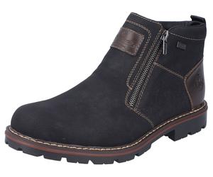 Winterstiefelette RIEKER, Herren, Gr. 45, schwarz (schwarz, kastanie), Lederimitat, Schuhe Winterstiefelette, Winterboots, Warmfutter, Reißverschlüsse, mit TEX-Ausstattung (39595006-45) schwarz, kasta