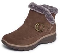 Winterstiefelette SKECHERS "EASY GOING-", Damen, Gr. 40, braun (dunkelbraun), Veloursleder, Schuhe Winterstiefelette, Winterboots mit Skechers Hands Free Slip-ins, Topseller (58148301-40) dunkelbraun