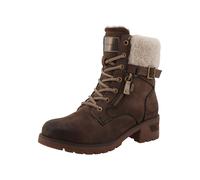 Winterstiefelette TOM TAILOR, Damen, Gr. 38, braun, Lederimitat, Textil, Schuhe Winterstiefelette, Blockabsatz, Winterboots, Schnürboots mit Fellimitat am Schaftrand (11874727-38) braun