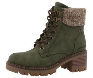 Winterstiefelette TOM TAILOR, Damen, Gr. 40, khaki, Lederimitat, Textil, Basic, Schuhe Winterstiefelette, Workerboots, Stiefelette mit Blockabsatz (15618169-40) khaki