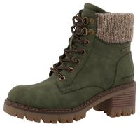 Winterstiefelette TOM TAILOR, Damen, Gr. 41, khaki, Lederimitat, Textil, Basic, Schuhe Winterstiefelette, Workerboots, Stiefelette mit Blockabsatz (15618169-41) khaki