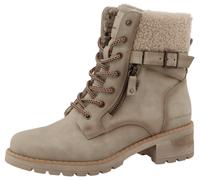 Winterstiefelette TOM TAILOR, Damen, Gr. 42, beige, Lederimitat, Textil, vintage, Schuhe Winterstiefelette, Stiefelette, Winterboots mit Blockabsatz (10077510-42)