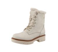 Winterstiefelette TOM TAILOR, Damen, Gr. 42, beige (sanftes weiß), Lederimitat, Textil, Schuhe Winterstiefelette, Blockabsatz, Winterboots mit Fellimitat am Schaftrand (47300658-42) sanftes weiß