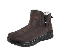 Winterstiefeletten Für Damen Moderne Einfarbige Stiefeletten Mit Fleecefutter Warme Bequeme Schlupfschuhe Für Alltag Freizeit Reisen Winterstiefel Mit Spikes Damen Krankenschwester Schuhe（Coffee, 37