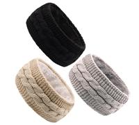 Winterstirnband 3pcs Elastischer warm warmes Fleece-Stirnband Breit gestrickt
