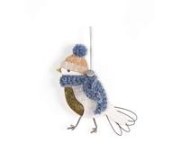 Wintervogel, Gold/Punkte, blauer Schal 1 St