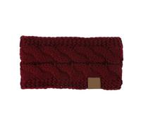 Winterwarmes, breites, elastisches Haarband aus Plüsch, einfarbiges Turban-Haarband mit Ohrenwärmer, weiches Accessoire, Kopfbedeckung(5-Red)