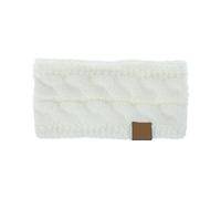 Winterwarmes, breites, elastisches Haarband aus Plüsch, einfarbiges Turban-Haarband mit Ohrenwärmer, weiches Accessoire, Kopfbedeckung(2-White)