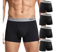Winthome Herren Boxershorts Baumwolle atmungsaktiv 4er-Pack, 50er Baumwollmischung mit seitlichem Schlitz, Nahtlose 3D-Passform ohne Etikett, Bequeme Unterhose für Lange Sitzen im Büro