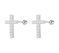 Winzige minimalistische Kreuz Kristall Ohrstecker für Damen Herren - Hypoallergener chirurgischer Edelstahl Schmuck Geschenk, 20G Knorpel Tragus Helix Piercing, Sichere Kugel Schraubverschlüsse, klein