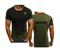 WIOSEN Erwachsene Sport T-Shirt für Linkin Park Casual Bequemes T-Shirt Kurzarm Sommer Laufen Lose Soft Tops T-Shirts Kleidung Unterhemd, Green-XL