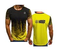 WIOSEN Erwachsene Sport T-Shirt für Linkin Park Casual Bequemes T-Shirt Kurzarm Sommer Laufen Lose Soft Tops T-Shirts Kleidung Unterhemd, Yellow-4XL